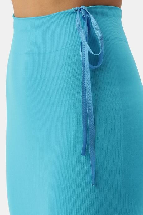Red Rose Cotton Infused Medium Control Flared Saree Shapewear - Aqua Blue — image 5